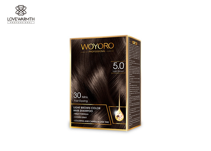 Shampooing brun clair rapide de couleur de cheveux, shampooing doux de teinture capillaire de formule de sachets